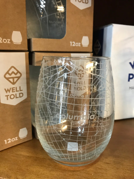 Columbia Area Map Etched Glass