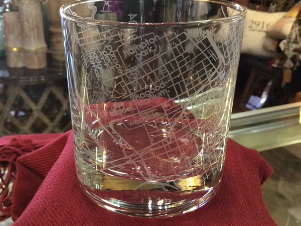 Citadel/Charleston map rocks glass